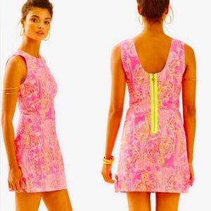 Lilly Pulitzer Mila Shift Tappin It Back Sleeveless Dress Flamingos Vibrant